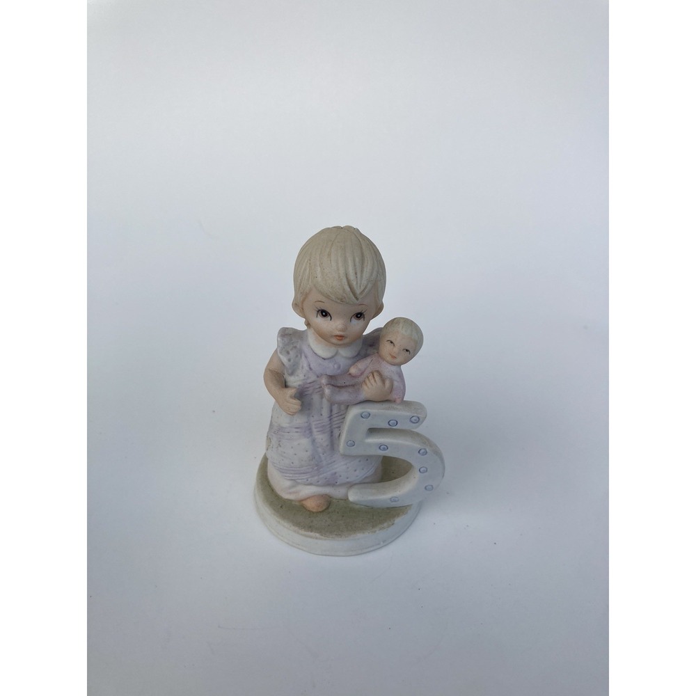 Vtg Lefton Birthday Girl Figurine Age 5 Porcelain Christopher Collection 1982